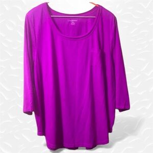 Lane Bryant 3/4 Sleeve Soft Pocket Tee Purple